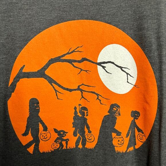 Star Wars Halloween T-Shirt XL Fifth Sun Orange Moon Trick or Treat Graphic Tee - Picture 8 of 9